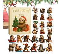 Fun Sloth Ad-vent Calendars 2025-24 Days Acrylic Sloths Pose Ornaments Christmas Countdown Calendar, Cute Animals Sloth Set A-dvent Calendars Cartoon Sloths Pendant Christmas Tree Decor