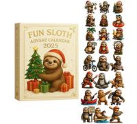 Fun Sloth Advent Calendar 2025, 24 Days Cute 2D Acrylic Sloth Ornaments for Christmas Countdown, Festive Tree Hanging Decoration Set for Sloths Lovers & Home Décor (Beige-1 Pc)