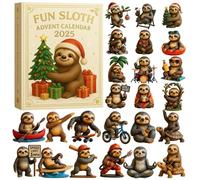 Fun Sloth Advent Calendar 2025, 24 Days Cute 2D Acrylic Sloth Ornaments for Christmas Countdown, Festive Tree Hanging Decoration Set for Sloths Lovers & Home Décor