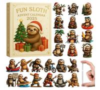 Fun Sloth Advent Calendars 2025, Adorable Sloth-Themed Christmas Countdown Box Sloths 24 with Mini Cartoon Surprises, Pendan