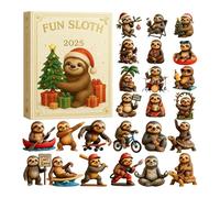 Fun Sloth Advent Christmas Calendar 2025, 24 Day Sloth Theme Christmas Ornament Countdown Calendar, 24 2D Acrylic Cute Pose Sloths Hanging Decoration For Animal Lover And Celebration Winter
