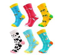 Fun Socks for Men & Women， Funky Funny Cotton Novelty Socks，Pattern Colorful Casual Socks Pack - - Medium
