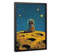 Fun Space Astronaut Cat Cosmic Sci-Fi Retro Decoration Canvas Poster Wall Art Decor Print Picture Paintings for Living Room Bedroom Decoration 16" L X 24" W