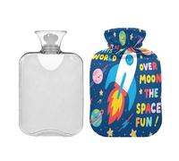 Fun Space Ship Moon hot Water Bottle with Soft Cover 2L hotwater Bag for Neck and Shoulder Pain Relief Neck Shoulder Warmer Bolsa Caliente para Dolores musculares