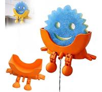 Fun Sponge Stand, 3D Printed Sink Draining Hanging Countertop Sponge Holder with Drainage, Unique Organizer for Kitchen Decor, for Scrub Daddy Holder (Orange)