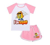 Fun Squad T Shirt Kids Merch Tee & Shorts 2 Pcs Short Sleeve Sportswear Activewear Tracksuits Loungewear Sets Jogging Suit Toddler Baby Boys Girls Gaming Gifts