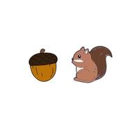 Fun Squirrel Pine Cone Brooch Pins Autumn Cartoon Enamel Pinecones Nut Forest Animal Lapel Pin Set for Women Men Fall Thanksgiving Day Nature Lovers Backpack Jacket Hats Clothing Decorations, M, Metal