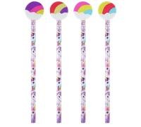6 x Unicorns Pencils With Novelty Erasers Toppers - Assorted Colours