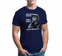 Fun Steve McQueen How are Your Brakes Round Neck Men’s T-Shirt Navy Blue