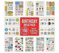 Fun Stickers Happy Birthday Stickers Over 150 for Children Kids Boys Girls - Gold Silver Foil Gift Tags, Birthday Wishes