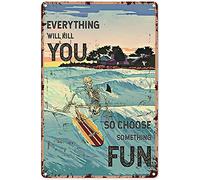 Fun Surfing Skeleton 70 Piece Wooden Jigsaw Puzzles for Adults Family Elderly Everything Will Kill You So Choose Something Fun Surfing Puzzle Game for Family Art Decorations