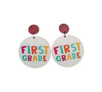 Fun Teacher Earrings Back to School Drop Dangle Acrylic Earrings Colorful First Day of School Jewelry Gifts for Teacher Appreciation, Wood, Zircon