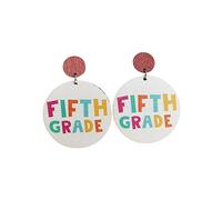 Fun Teacher Earrings Back to School Drop Dangle Acrylic Earrings Colorful First Day of School Jewelry Gifts for Teacher Appreciation, Wood, Zircon