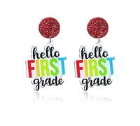 Fun Teacher Earrings Back to School Drop Dangle Acrylic Earrings Colorful First Day of School Jewelry Gifts for Teacher Appreciation, Acrylic, Zircon