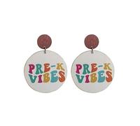 Fun Teacher Earrings Back to School Drop Dangle Acrylic Earrings Colorful First Day of School Jewelry Gifts for Teacher Appreciation, Wood, Zircon