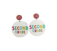 Fun Teacher Earrings Back to School Drop Dangle Acrylic Earrings Colorful First Day of School Jewelry Gifts for Teacher Appreciation, Wood, Zircon