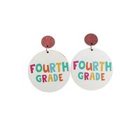 Fun Teacher Earrings Back to School Drop Dangle Acrylic Earrings Colorful First Day of School Jewelry Gifts for Teacher Appreciation, Wood, Zircon
