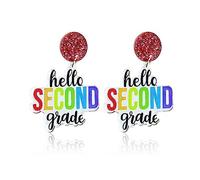 Fun Teacher Earrings Back to School Drop Dangle Acrylic Earrings Colorful First Day of School Jewelry Gifts for Teacher Appreciation, Acrylic, Zircon
