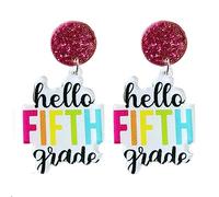 Fun Teacher Earrings for Women Back to School Drop Dangle Acrylic Earrings Cute First Day of School Earrings, Acrylic, No Gemstone