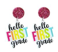 Fun Teacher Earrings for Women Back to School Drop Dangle Acrylic Earrings Cute First Day of School Earrings, Acrylic, No Gemstone