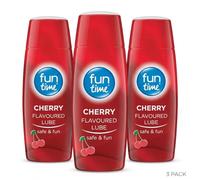 Fun Time Cherry Lubricant 225ml Bulk Pack (3 x 75ml) - Water Based Personal Lubricant for Couples, Edible Cherry Flavoured Lube, Condom Safe, Non-Sticky & Mess-Free Body Gel, Great for Intimacy