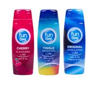 Fun time Lubricants - 225 ml (Tingle, Cherry, Strawberry) - 75ml Each - Long-Lasting, Silky Water-Based Personal Lubricant - Couples Intimacy Gel - Flavored & Tingling Sensation