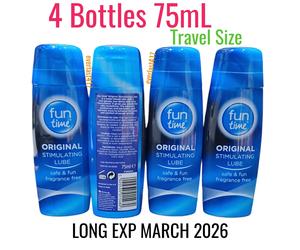 Fun Time Original Stimulating Lube Water-Based Gel Silky Sensation, 4 Pack 75ml