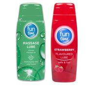 Fun Time Strawberry Lubricant 75ml & Aloe Vera Massage Lube 175ml - Dual Purpose Pack for Enhanced Intimacy & Relaxing Massage Therapy (Pack of 2)