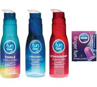 Fun Time Tingle,Original & Strawberry Flavour Lube 75ml & FMHOME Finger Fun (4 Pack)