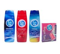 Fun Time Tingle Sensation, Original Stimulating, Strawberry Flavour Lube Lubricant (Pack of 3 x 75ml) and Finger Fun Stimulator - Bundled by Smart Cutie