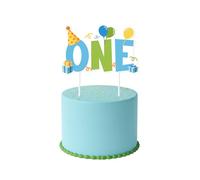 Fun to Be One Birthday Cake Topper,Blue Green First Birthday Party Decorations,Double-Sided Paper Cake Topper for 1st Birthday Party Supplies,Colorful Balloons Theme One Year Old Birthday Decoration