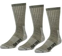 FUN TOES Boot Socks for Men, 3 Pairs Durable Thermal Insulated 80% Merino Wool Warm Hiking for Winter, Indoor or Outdoor (Olive Green)