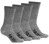 FUN TOES Men's 70% Merino Wool Crew Socks 4 Pack Midweight Arch Support Fully Cushioned Ideal for Hiking - Black - Large