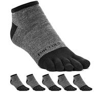FUN TOES Men's Toe Socks Barefoot Running Pack Of 6 Pairs (10-13, Grey/Black)