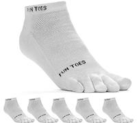 FUN TOES Men's Toe Socks Barefoot Running Pack Of 6 Pairs 10-13 White