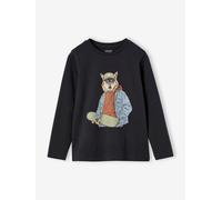 Fun Top with Sketch-Like Animal Motif for Boys anthracite