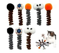 Fun Toys for Cats | Halloween Plush Ball for Cats | 8 Piece Set Interactive Ball Spring Fun for Play Indoor Entertainment Travel Training Kitten
