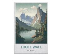 Fun Toys for the Whole Family，Troll Wall Norway，Adults 1000 Piece Jigsaw Puzzle- Christmas，52x38，paper puzzle ，AA-1130
