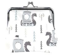 Fun Viking Ships Personalized Women Leather Coin Purse with Buckle and Kiss Closure, Change Bag, Card Pouch, Funny Viking Ships, OneSize, Funny Viking Boats, OneSize, Classic