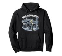 Fun Waiting On Parts Mechanic Skeleton Car Garages Life Pullover Hoodie