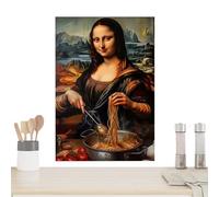 Fun Wall Art, Frameless Mona Lisa, 15.75x11.8inch Poster with Premium Print, Humor Kitchen Picture with Vibrant Colors, Wall Decor, Poster Display for Bedroom Living Dining Hallway Office