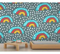 Fun Wallpaper Abstract Cute Decorative Wallpaper Rainbow Wall Paper Mural Triangle Geometric Kids Wall Paper for Bedroom Living Room Mural Poster 400X280cm