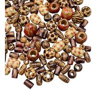Fun-Weevz 500 PCS Assorted Wooden Beads for Jewelry Making, Round, Medium to Large, Painted Pattern Designs, Perfect for DIY Projects