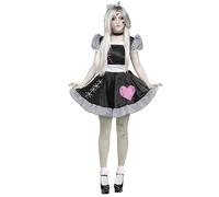 Fun World 124074L Med/Lrg Broken Doll Adlt Cstm Goth Costume, Black/White, Medium/Large