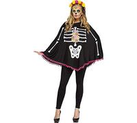 Fun World 90355D Women's Skeleton Poncho, Multi, Standard