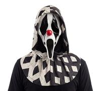 Fun World Ghost Face Adult Clown Mask, One Size, Black/White