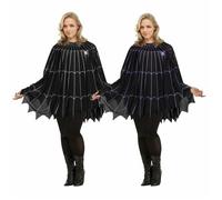 Fun World Spider Web Poncho Scary Cosplay Halloween Plus Costume 90299