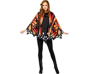Fun World Women's Monarch Butterfly Poncho Standard Orange, Black