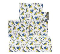 Fun Wrapping Paper - Birds, Gift Pun - 6 Sheets of Giftwrap for All Ages Family Friends - All Occasion Birthday - Comes With Stickers by Central 23