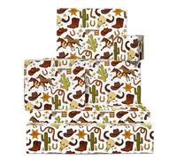 Fun Wrapping Paper - Western, Cowboy Theme, Playful - 6 Sheets of Giftwrap for All Ages Family Friends - All Occasion Birthday - Comes With Stickers by Central 23